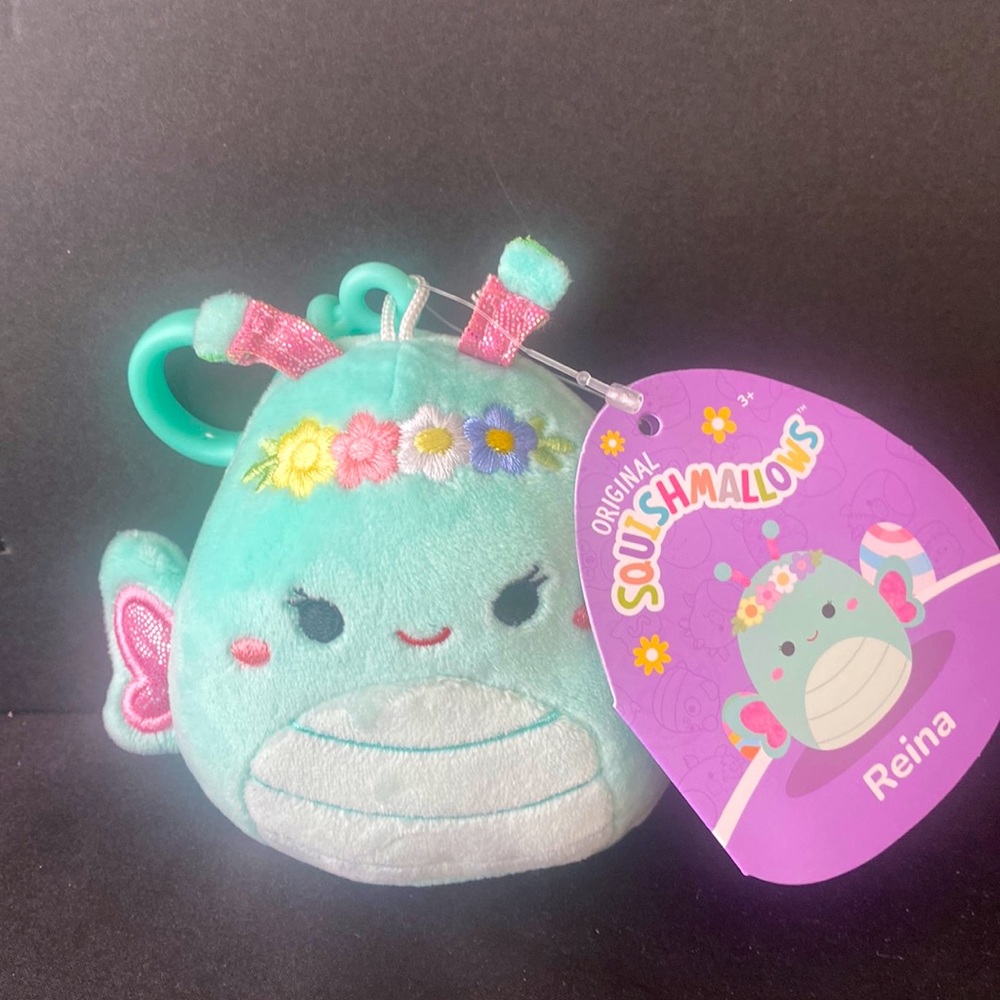 Squishmallows 3.5 inch Easter 2024 CLIP ON Reina The Butterfly With Flowers NEW